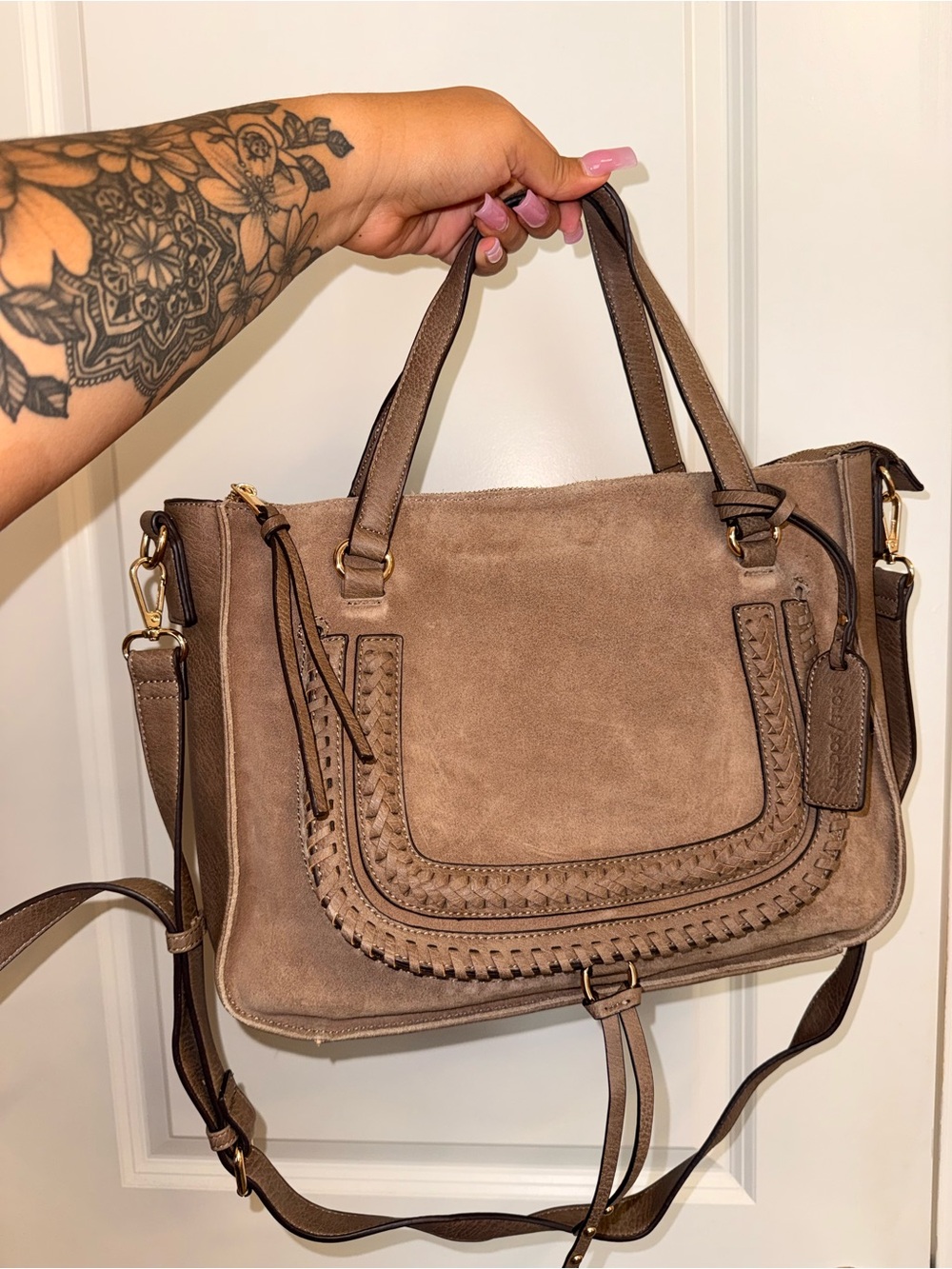 Sole Society Elegant Tan Suede Women's Handbag